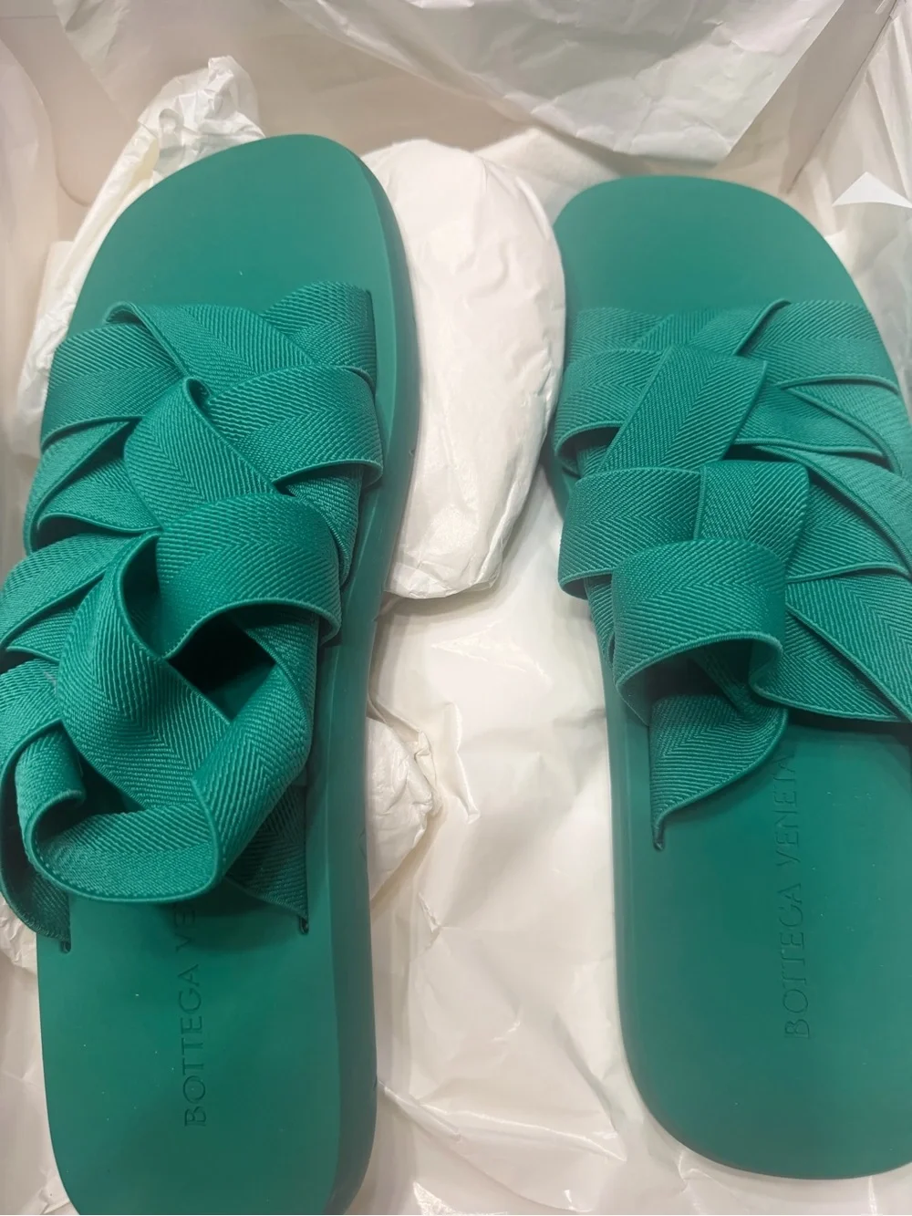 Bottega Veneta Starfish Intrecciato Slide - Teal